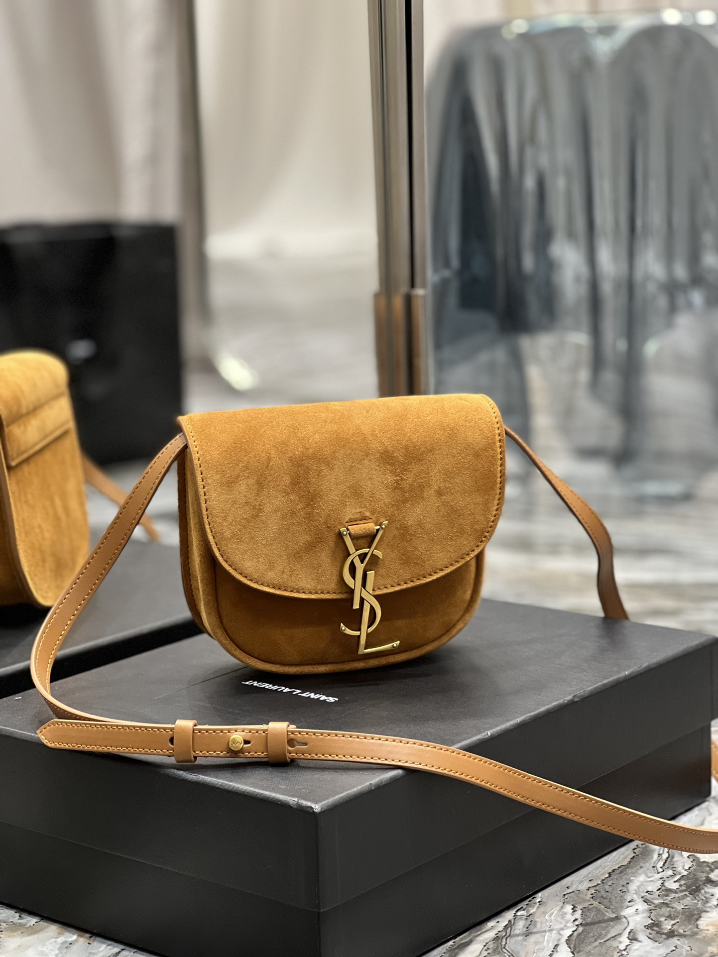 Y*L kaia small satchel in smooth leather 7.2 x 6.1 x 2.1 inches