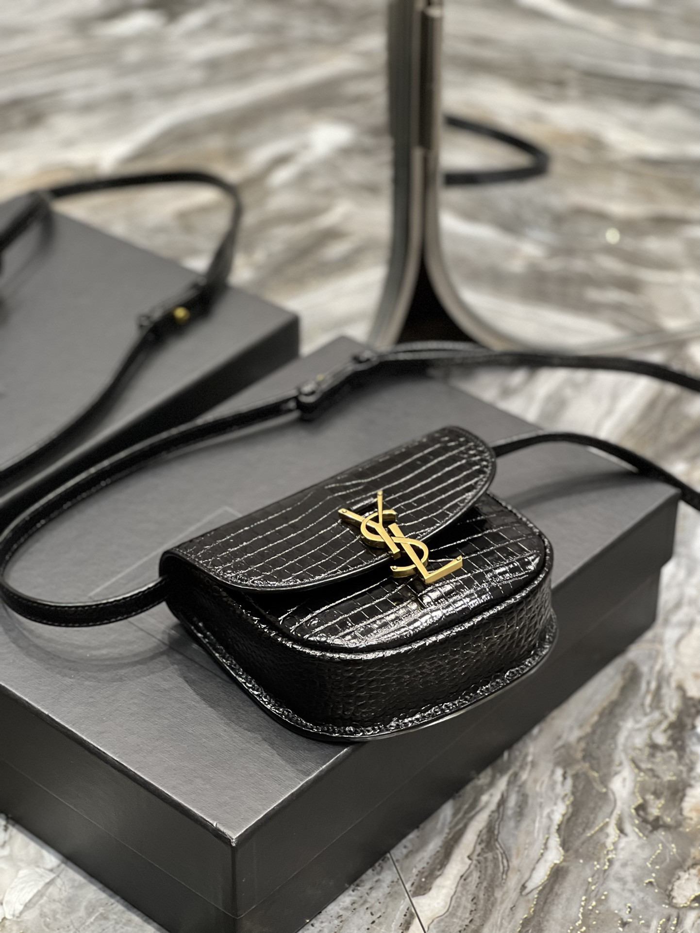Y*L kaia small satchel in smooth leather 7.2 x 6.1 x 2.1 inches
