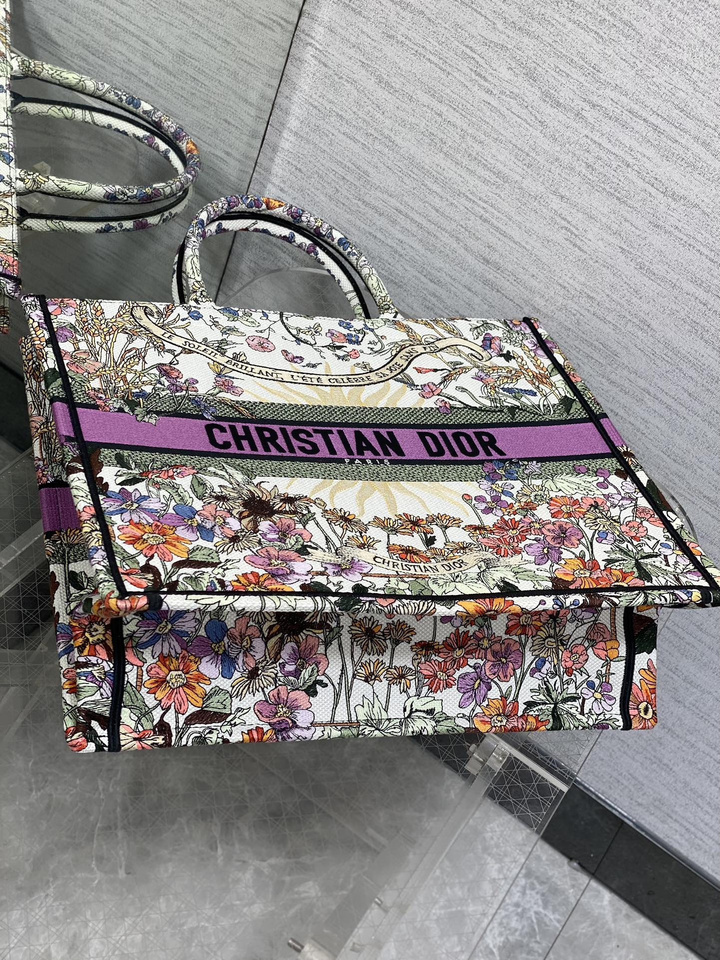 D*or book tote ecru multicolor 42x18x35cm