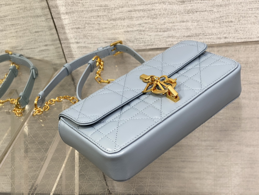 D*or mini D*or ange bag blue macrocannage calfskin 20 x 12 x 5 cm