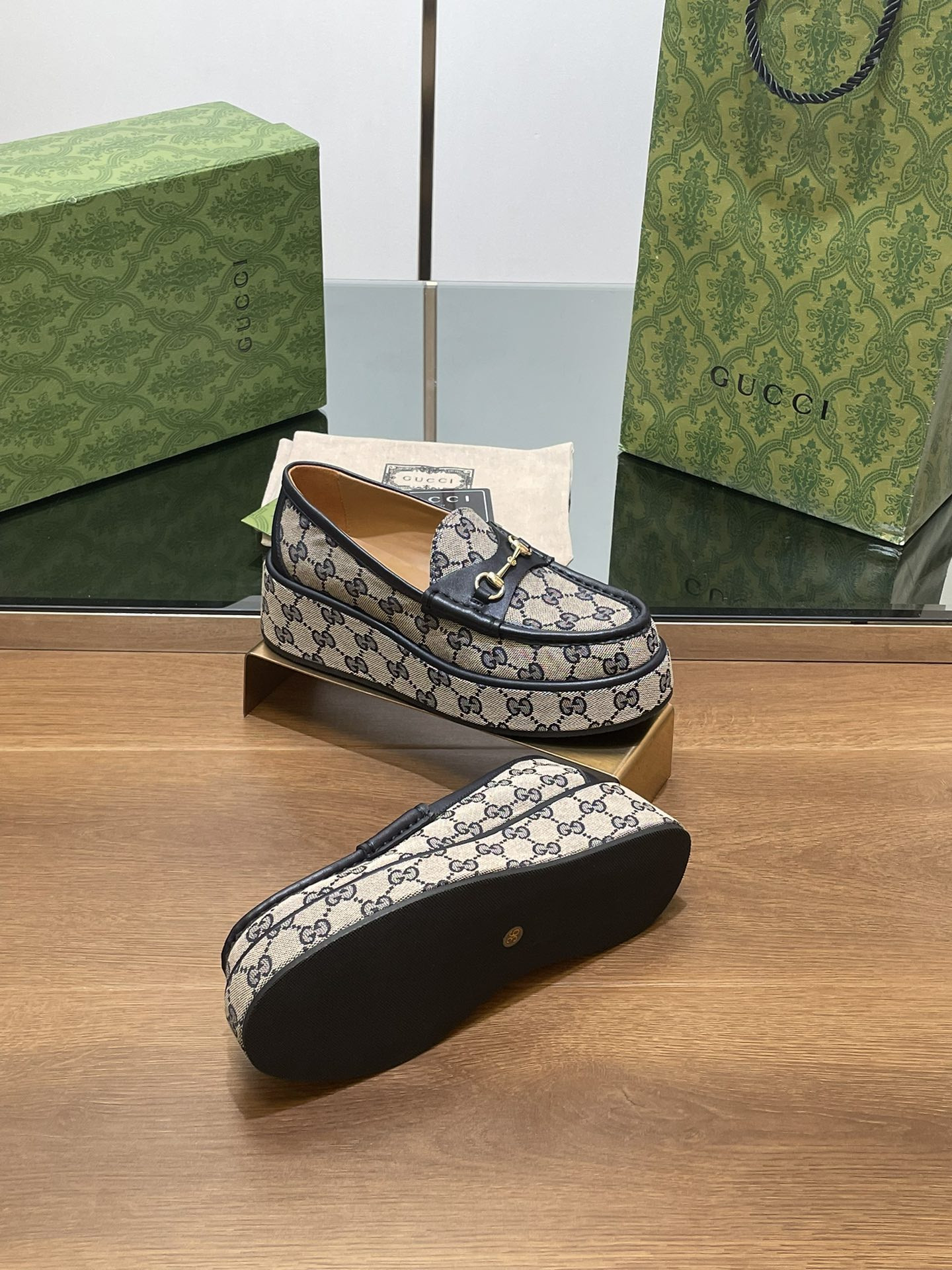 ua G*u*i horsebit wedge loafer