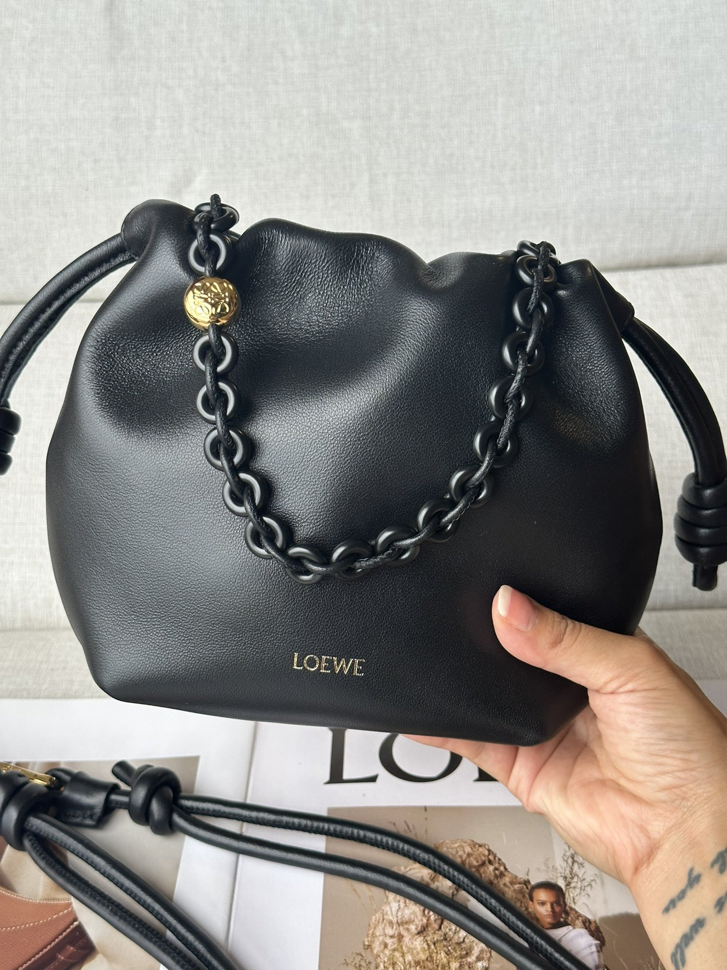 L0ew* mini flamenco purse bag in mellow nappa lambskin 23x17x5.5cm