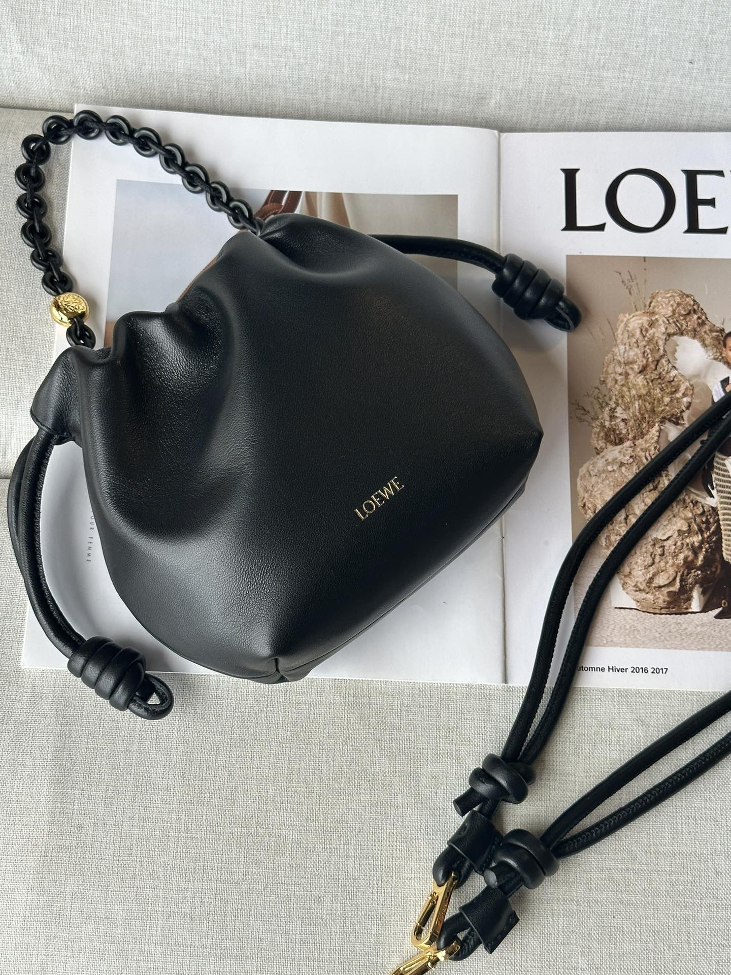 L0ew* mini flamenco purse bag in mellow nappa lambskin 23x17x5.5cm