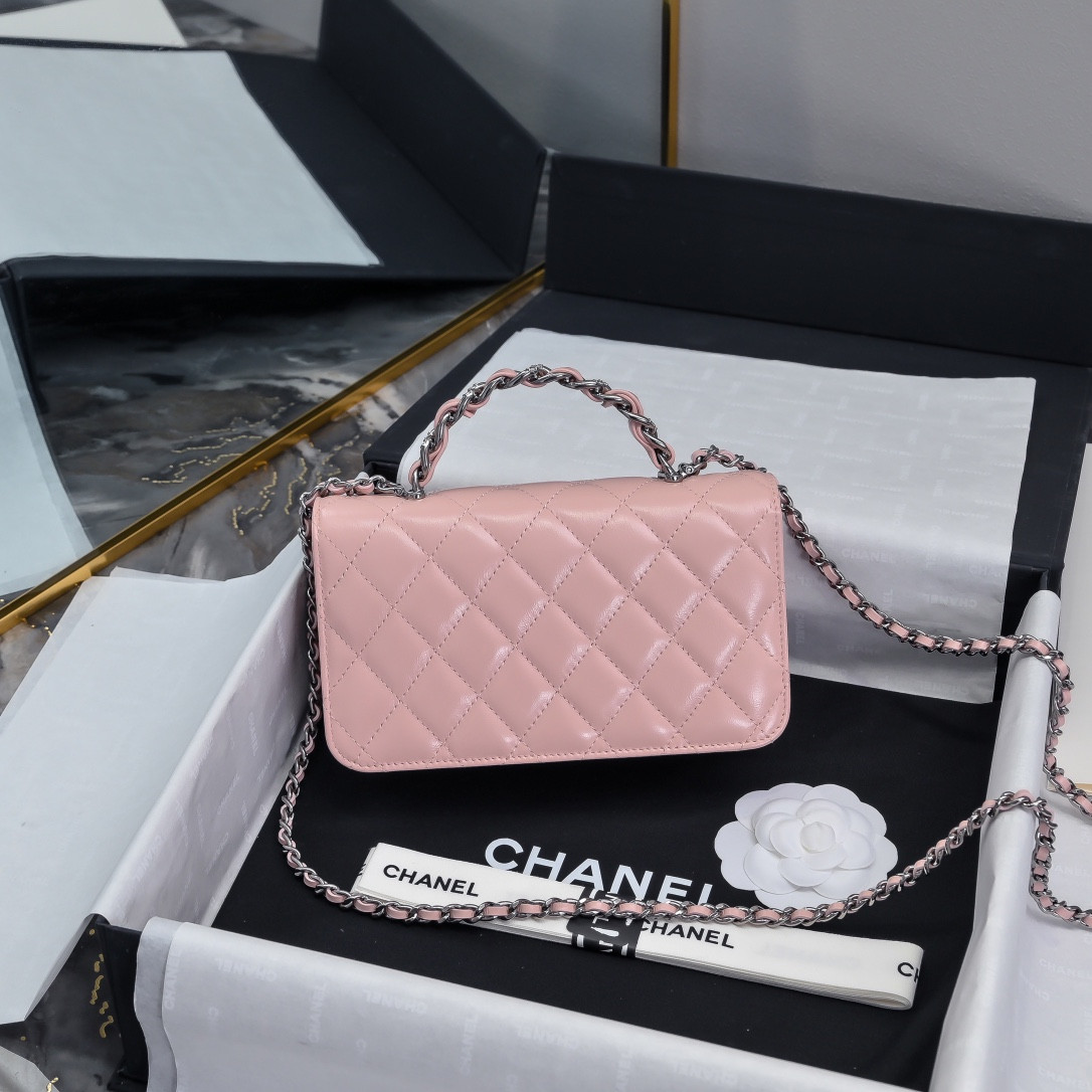Ch*el clutch with chain 18.5x11x6cm