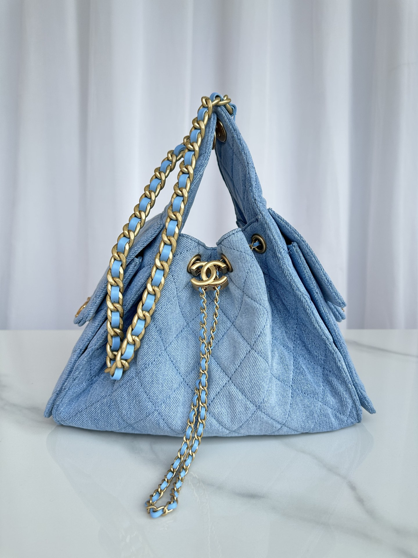 Ch*el 25 small bucket hobo handbag as5293 30x26x14cm