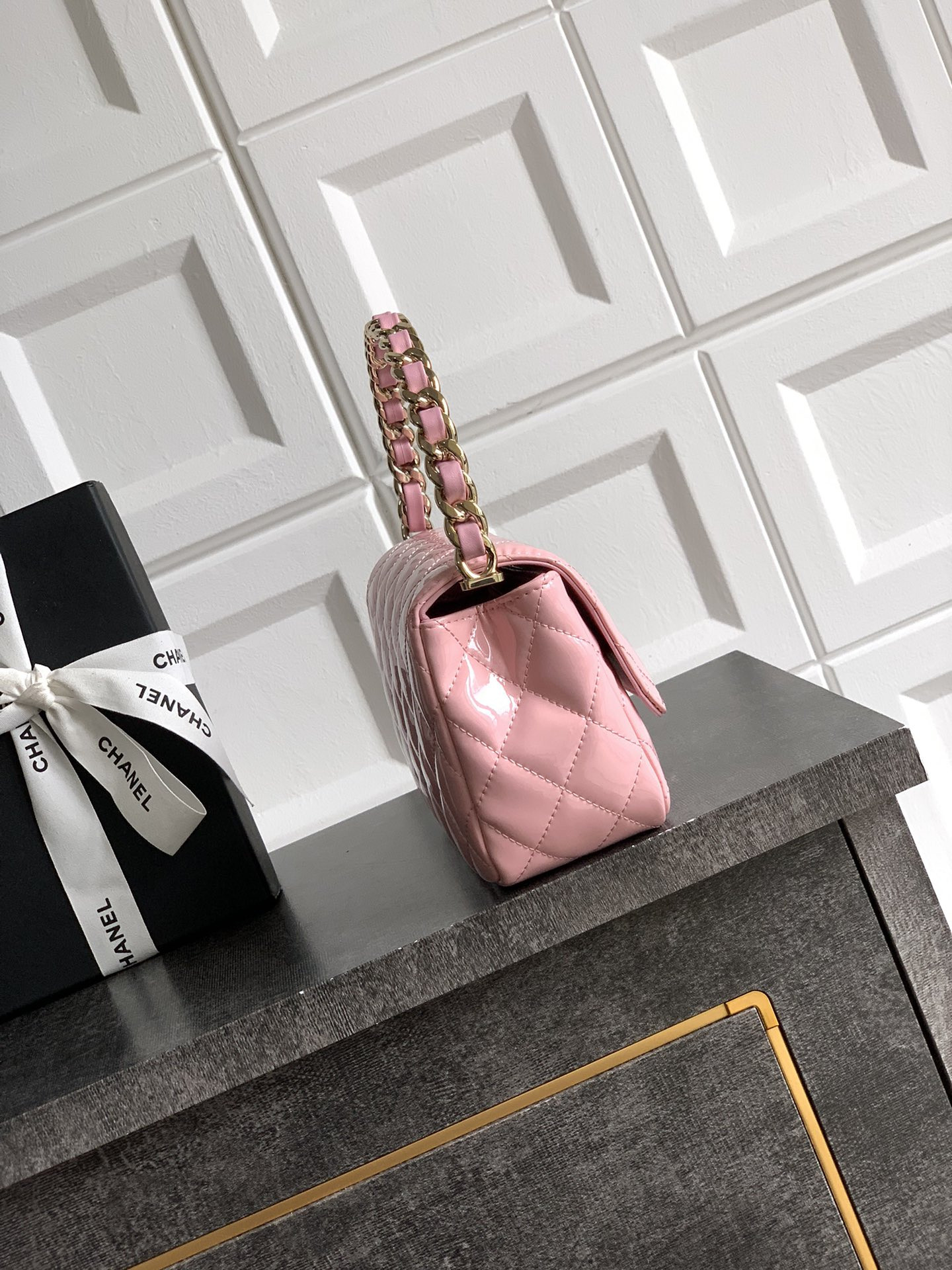 Ch*el 25p flap handheld evening bag 10.5x18.5x8cm
