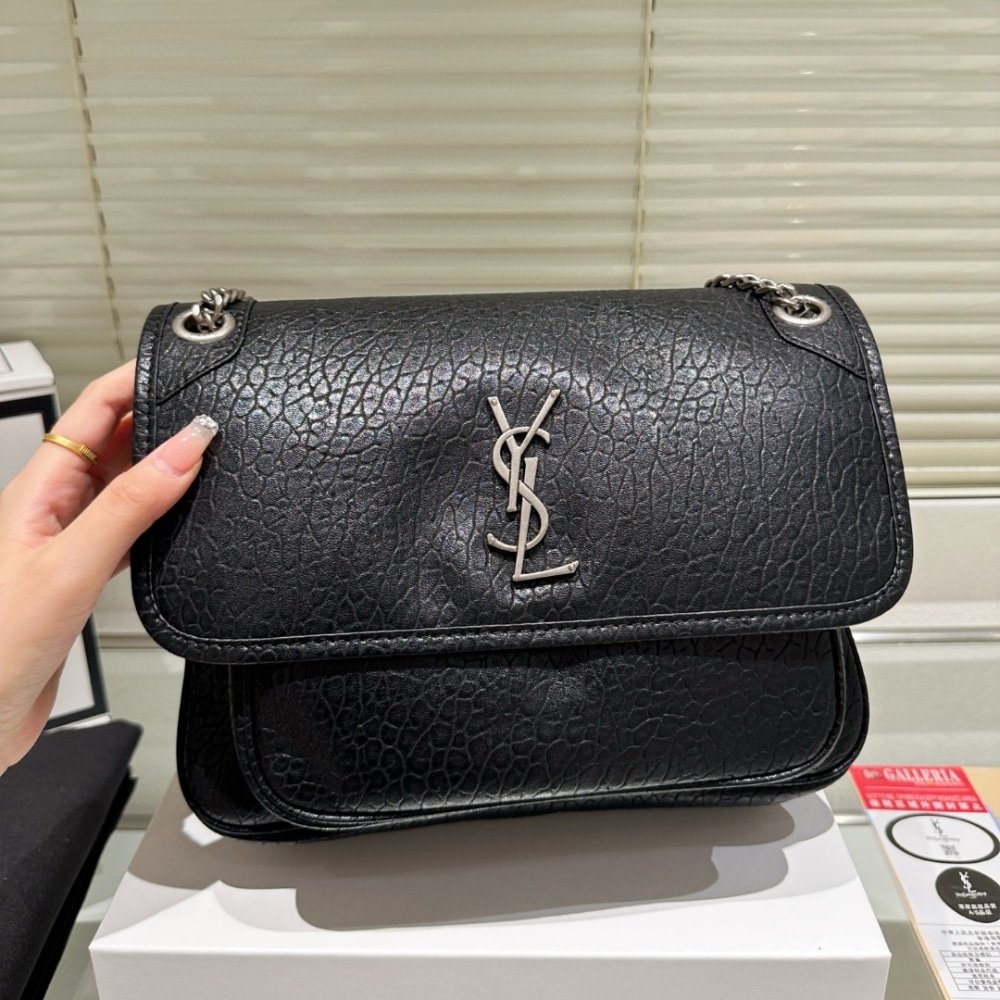 Sa1nt Lau*nt Niki Vintage Medium In Grained Black 28Cm 633178Aacia1000