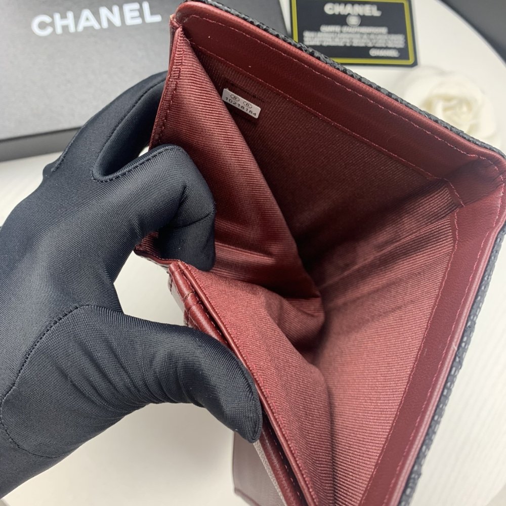Ch**el Black Caviar Leather Classic Long Flap Wallet 19.5Cm