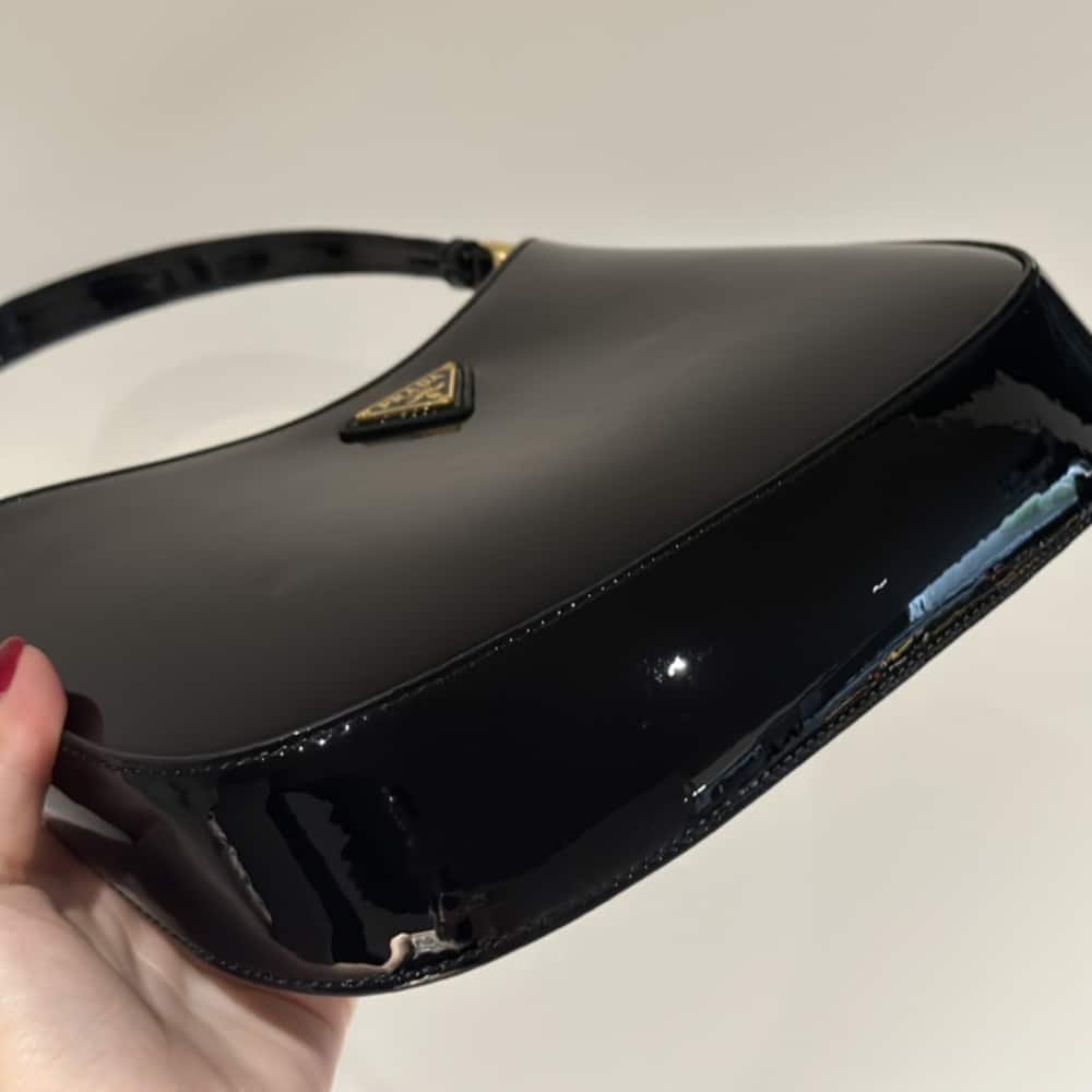 Pra*a Cleo Patent Leather Bag Black 27Cm 1Bc169 069 F03Kj V Hoo