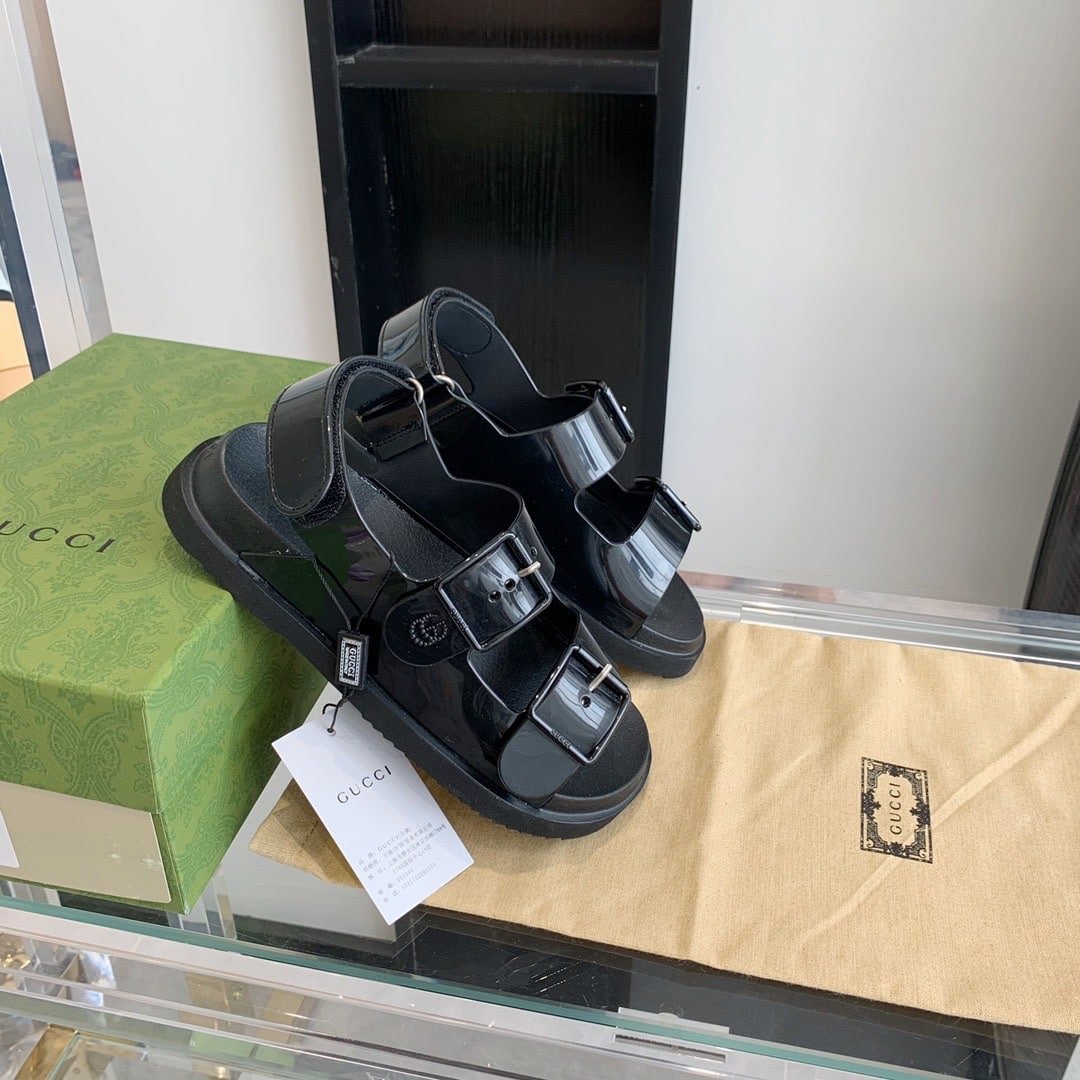 Gvc*1 Women’S Mini Double G Sandal Rubber Black 660243 J8700 1000