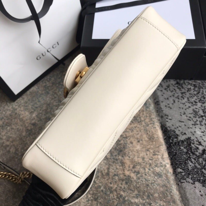 Gvc*1 Gg Marmont Mini Shoulder Bag White Matelasse 22Cm 446744 Dtdit 9022