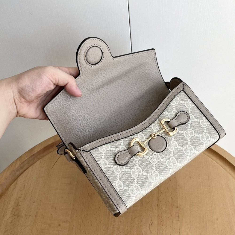 Gvc*1 Horsebit 1955 Mini Bag Beige And White Gg Svp*me 18Cm 699296 Uulbg 9683