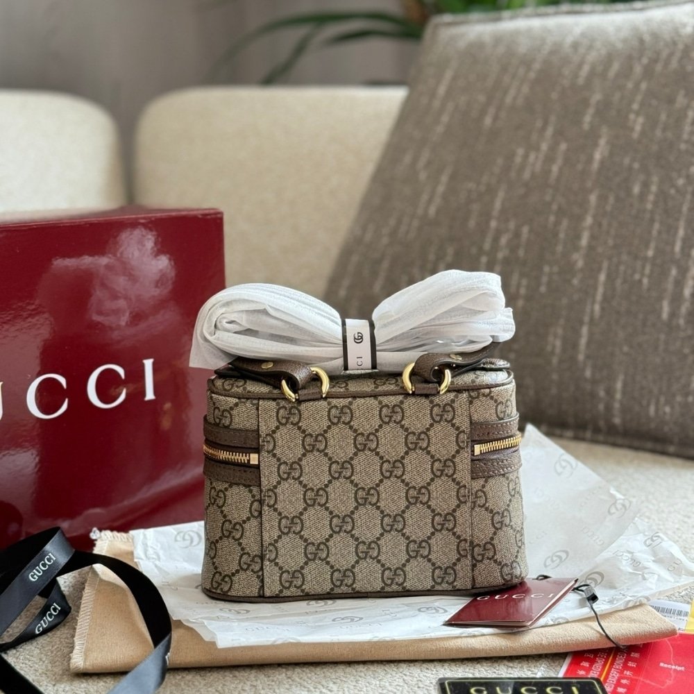 Gvc*1 Ophidia Small Vanity Bag Beige And Dark Brown 18Cm 816357 96Iwg 8745