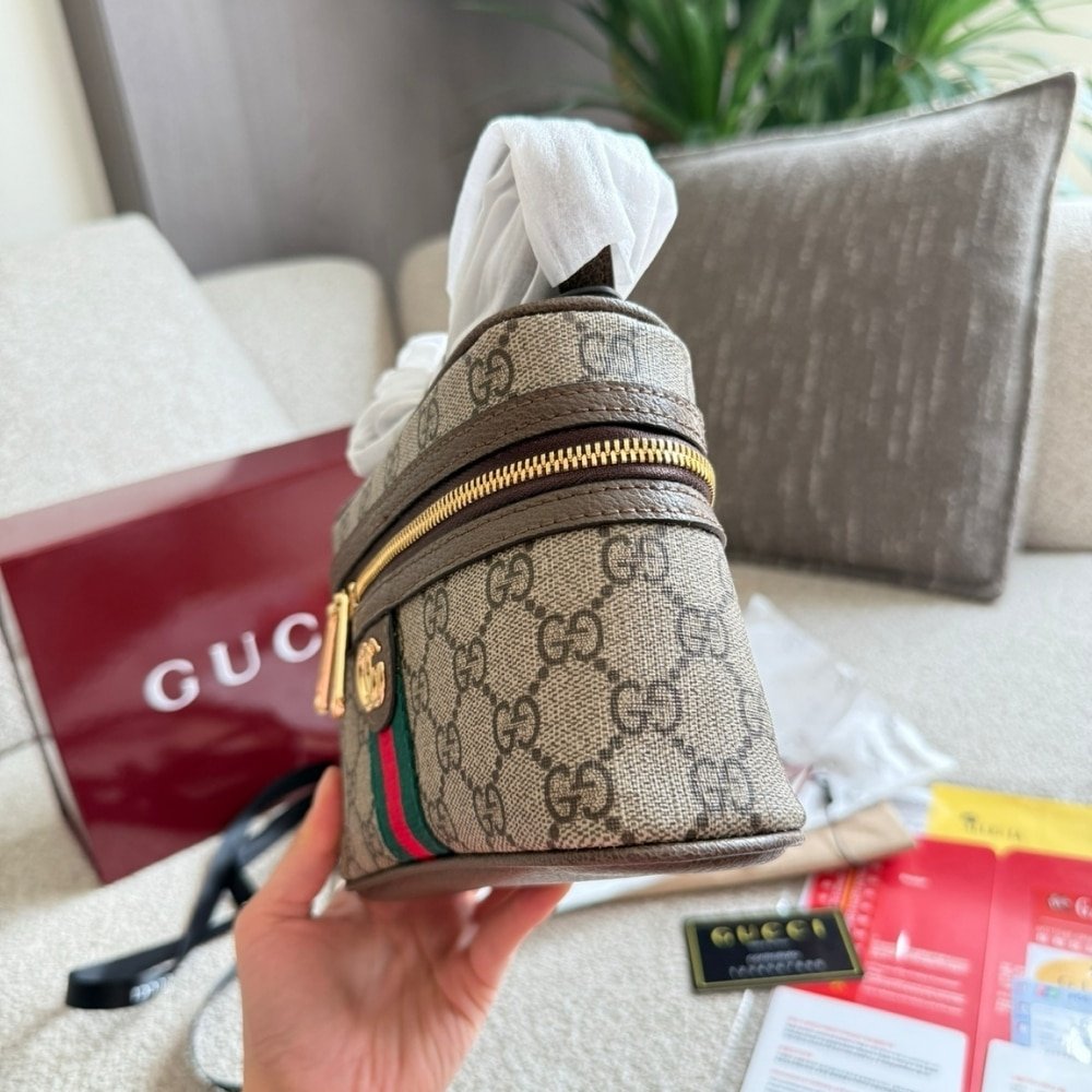 Gvc*1 Ophidia Small Vanity Bag Beige And Dark Brown 18Cm 816357 96Iwg 8745