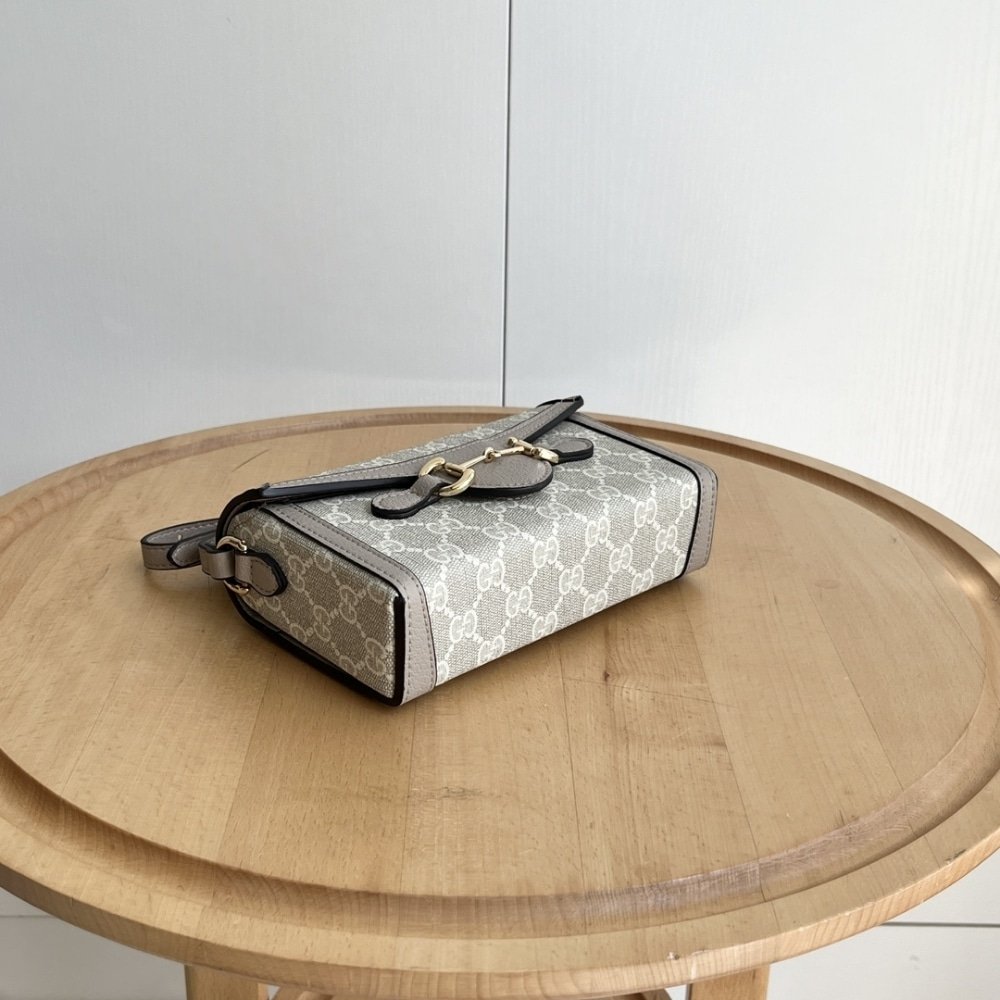 Gvc*1 Horsebit 1955 Mini Bag Beige And White Gg Svp*me 18Cm 699296 Uulbg 9683