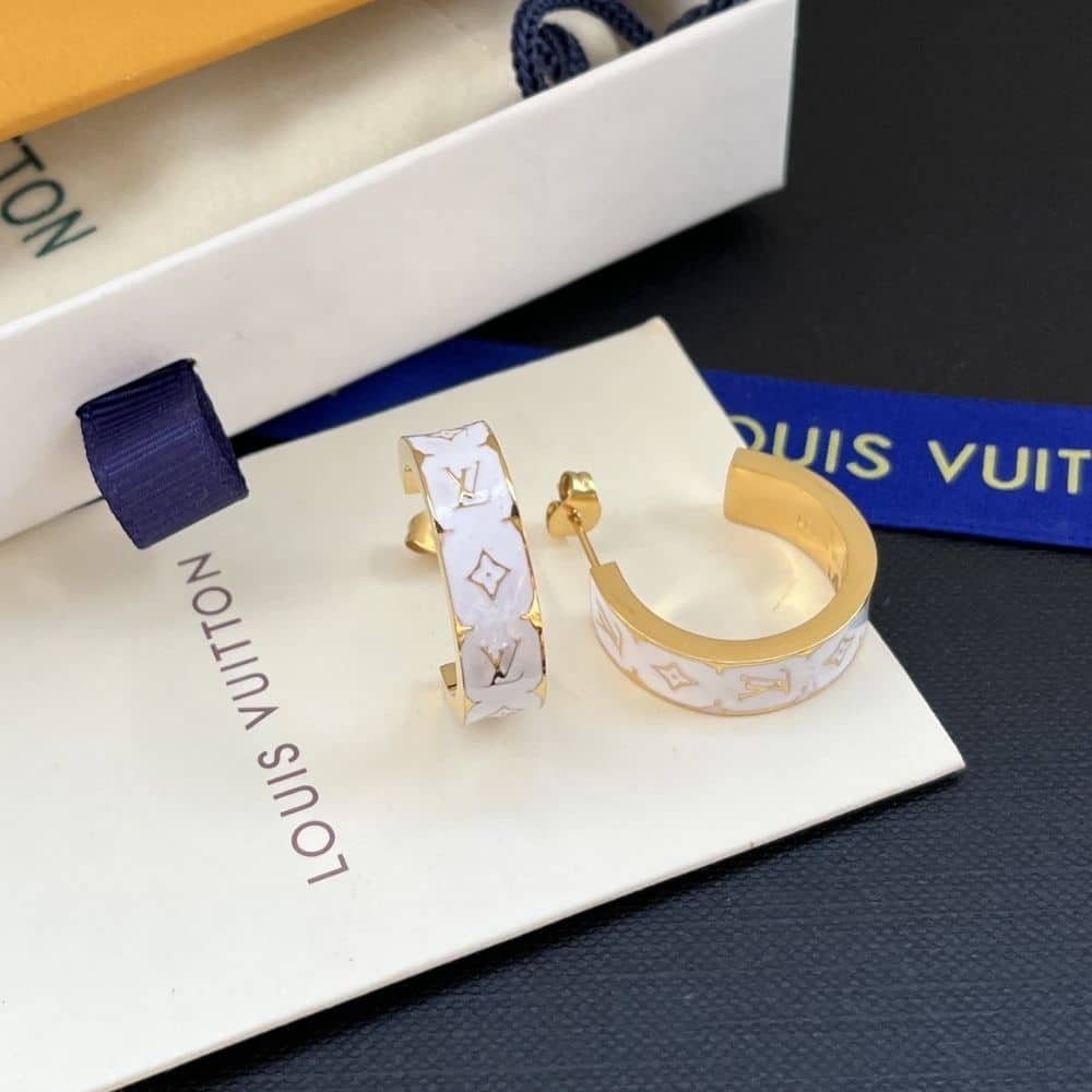 L0vis Vvtt0n Nanogram Enamel Earrings White M01830