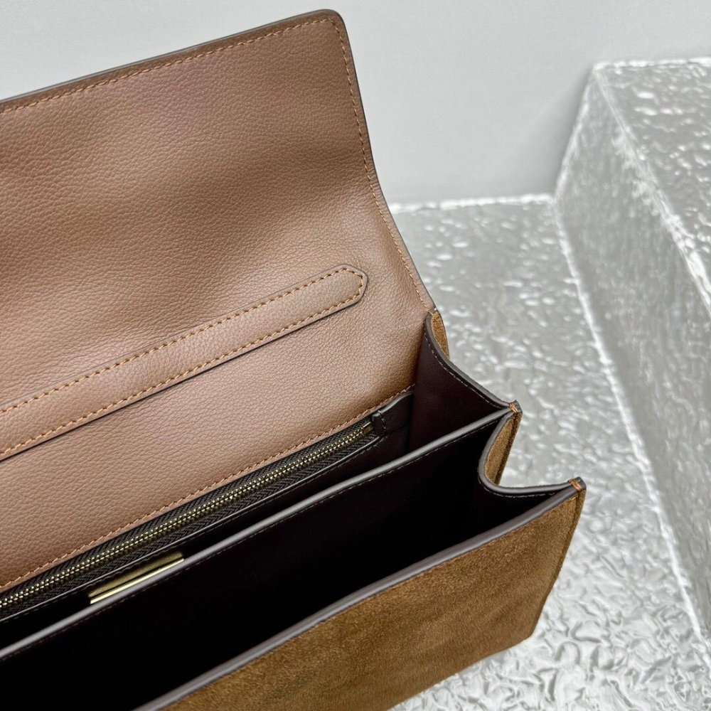 [S*per Vip 1:1] Pra*a Soft Sound Medium Suede Shoulder Bag Brown 28Cm Bn023 2C4S F0324 V Too