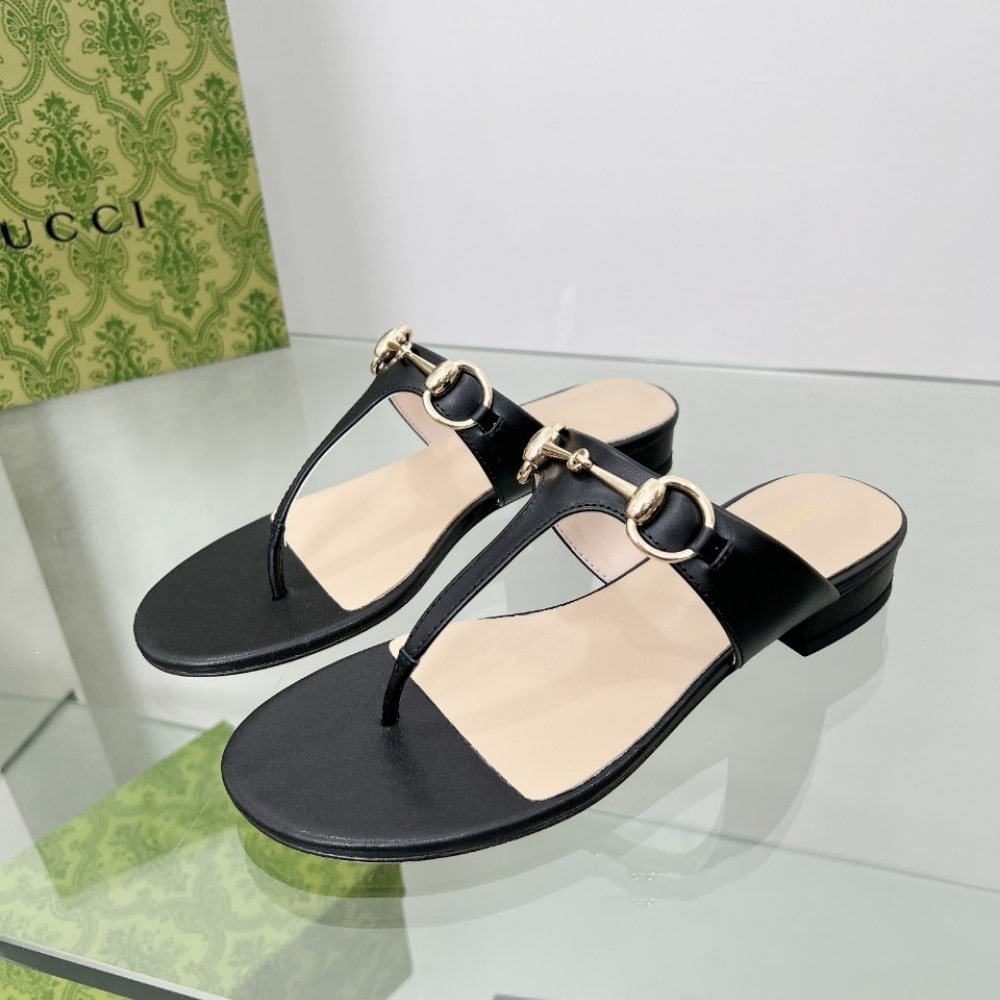 Gvc*1 Women’s Thong Sandal With Horsebit Black 816590 C9D00 1000