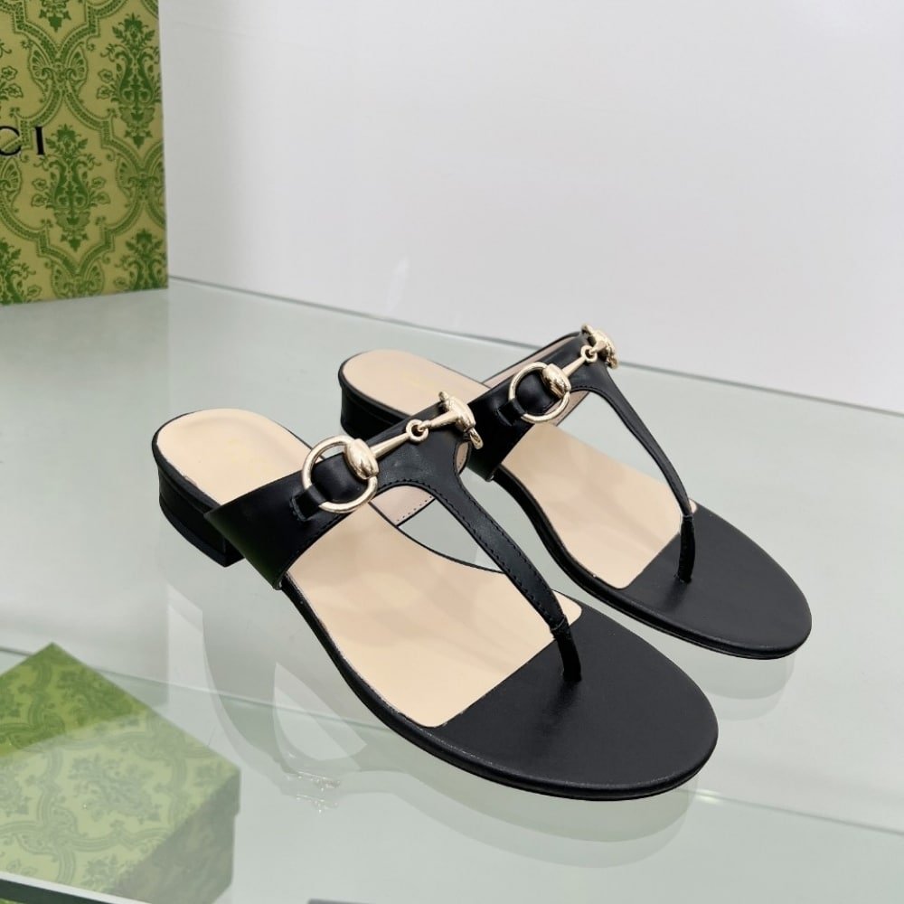 Gvc*1 Women’s Thong Sandal With Horsebit Black 816590 C9D00 1000