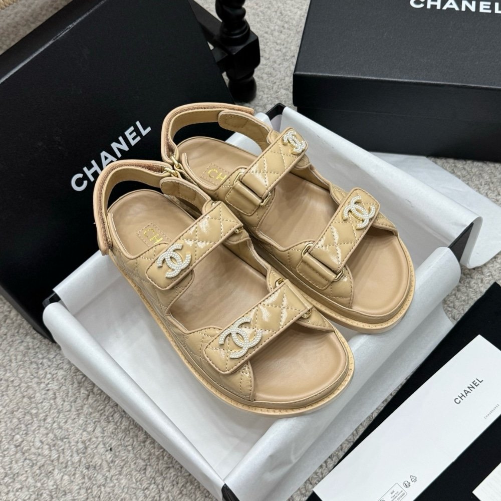 Ch**el Sandal Shiny Beige G35927 B20276 U0450