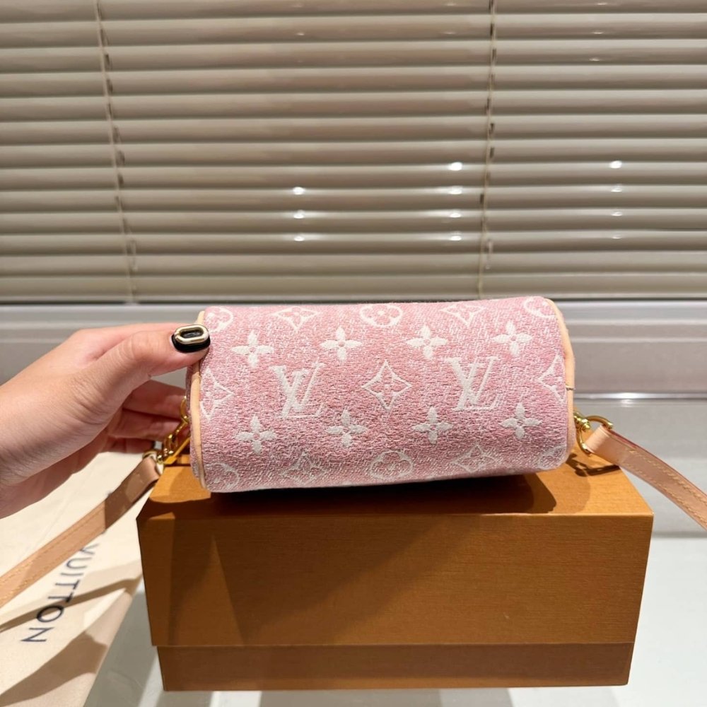 L0vis Vvtt0n Nano Speedy Monogram Jacquard Denim Pink 17Cm M81213