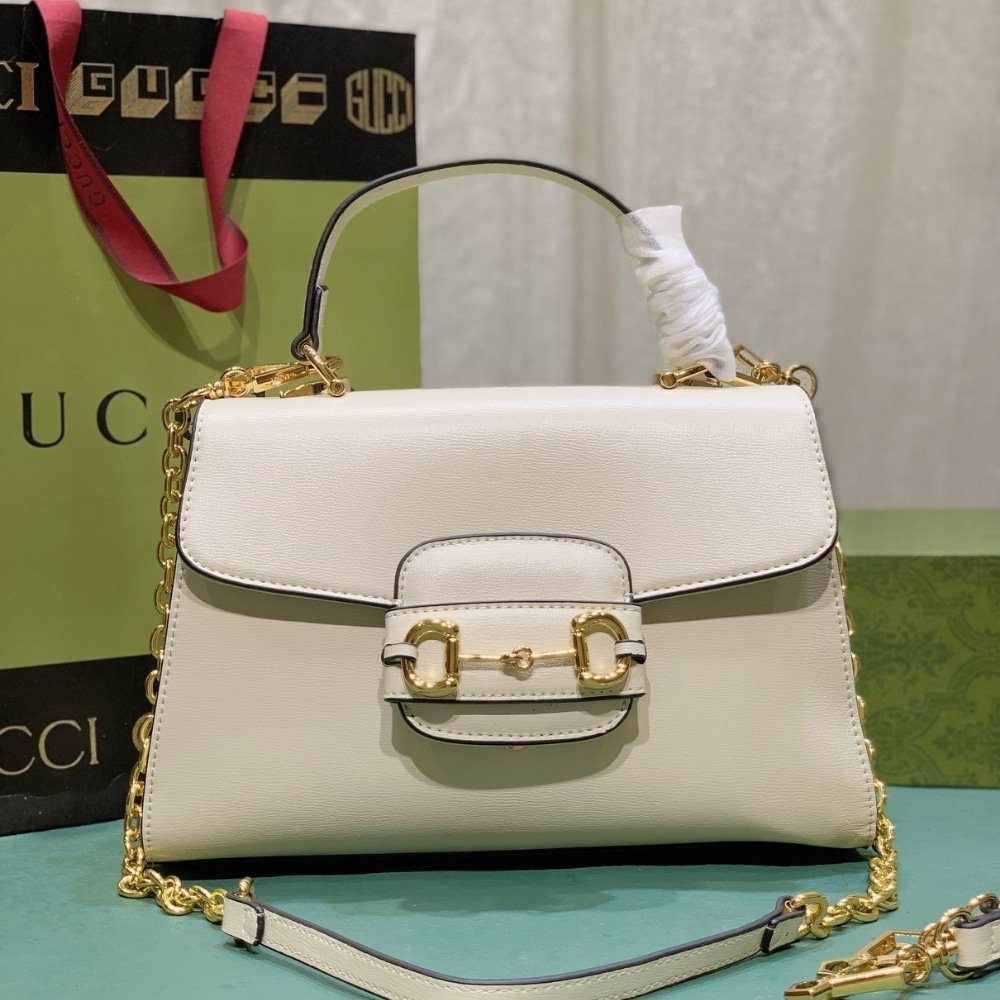 Gvc*1 Horsebit 1955 Mini Top Handle Bag White 29Cm 703848 Aaa7G 9022