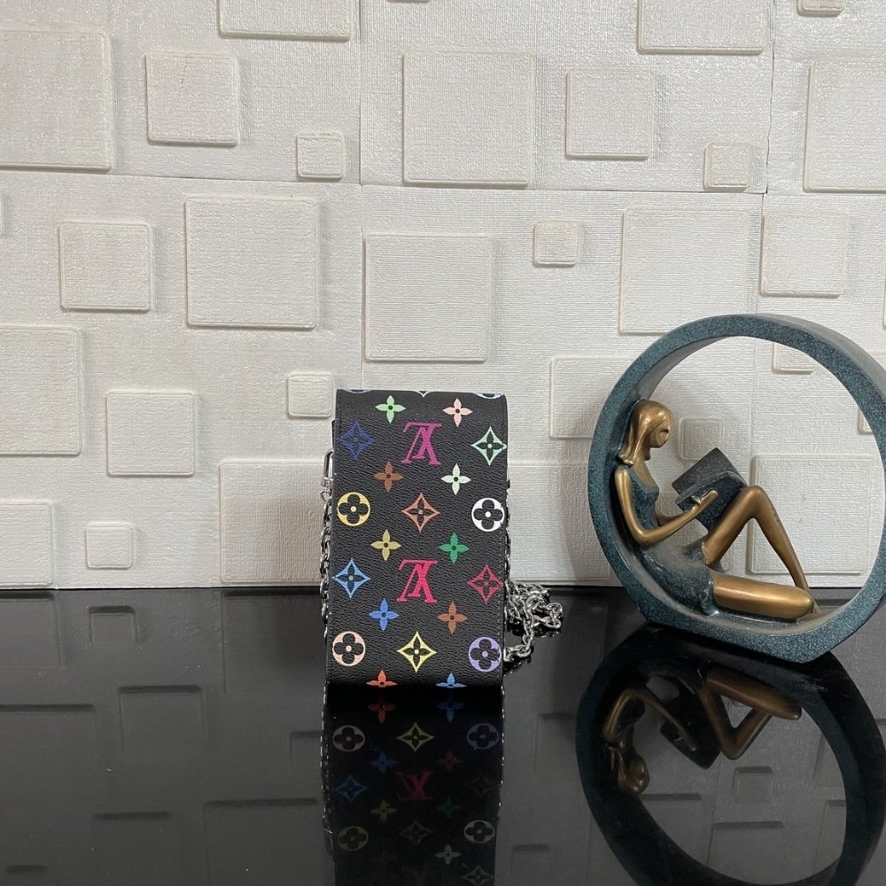 [S*per Vip 1:1] L0vis Vvtt0n X Takashi Murakami Phone Pouch Métis Black 17Cm M14098
