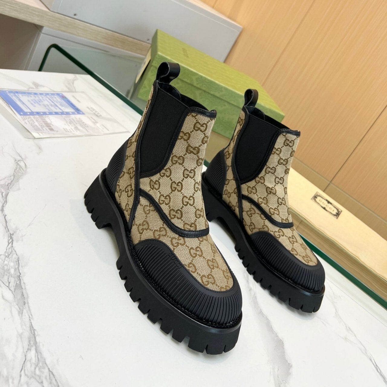 Gvc*1 Gg Canvas Ankle Boot Beige 751711 Fabsq 9751