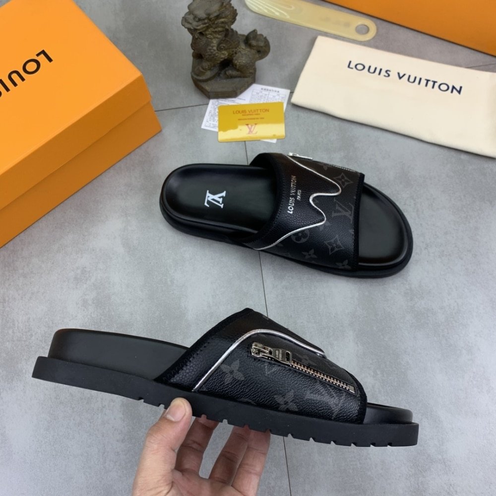 L0vis Vvtt0n Velcro Slippers Lock Edge Black