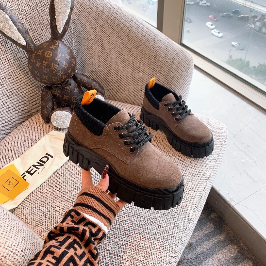 F**di Force Leather Lace Ups Brown