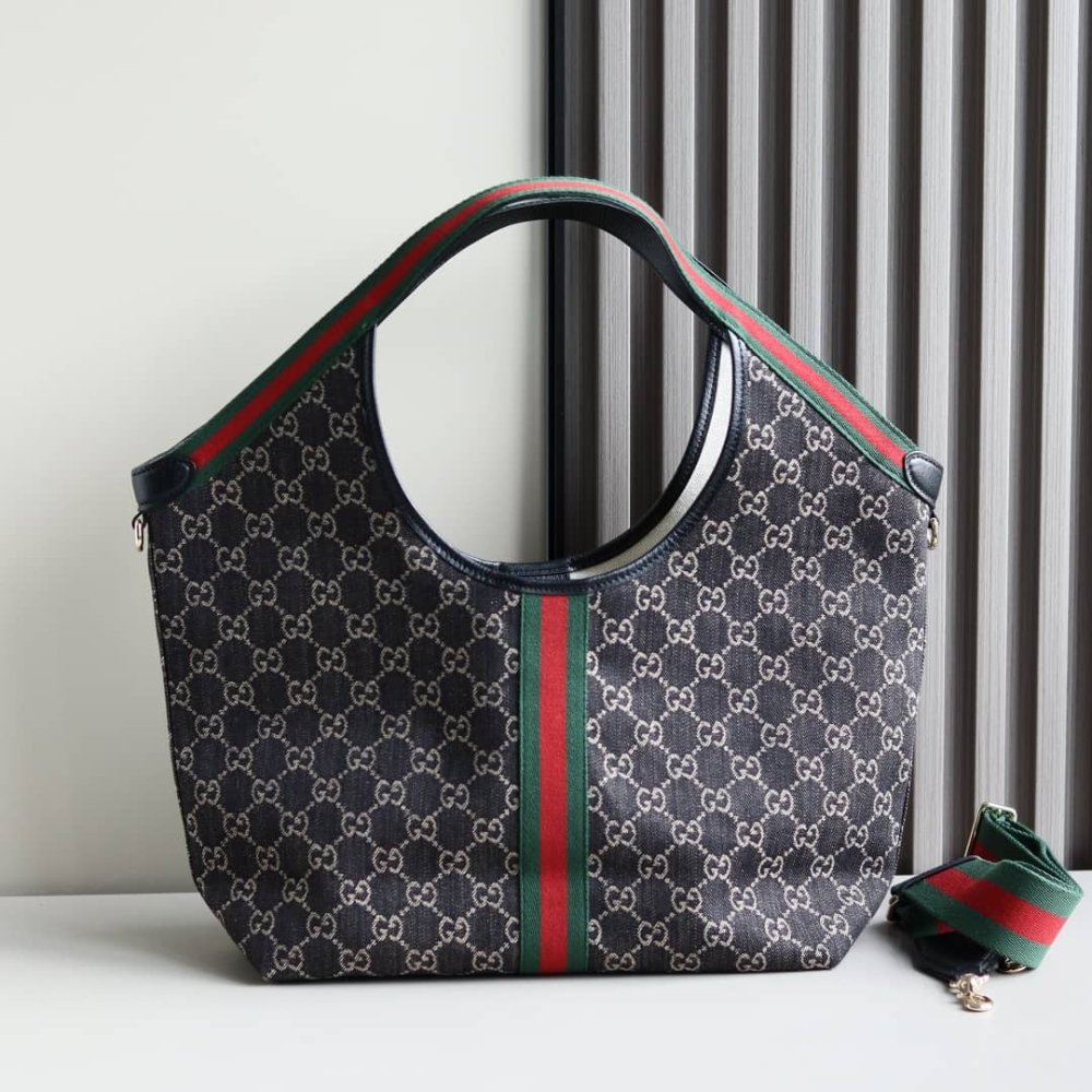 [S*per Vip 1:1] Gvc*1 Giglio Small Tote Bag Gg Denim Black And White 25Cm 860845 Fafyu 1155