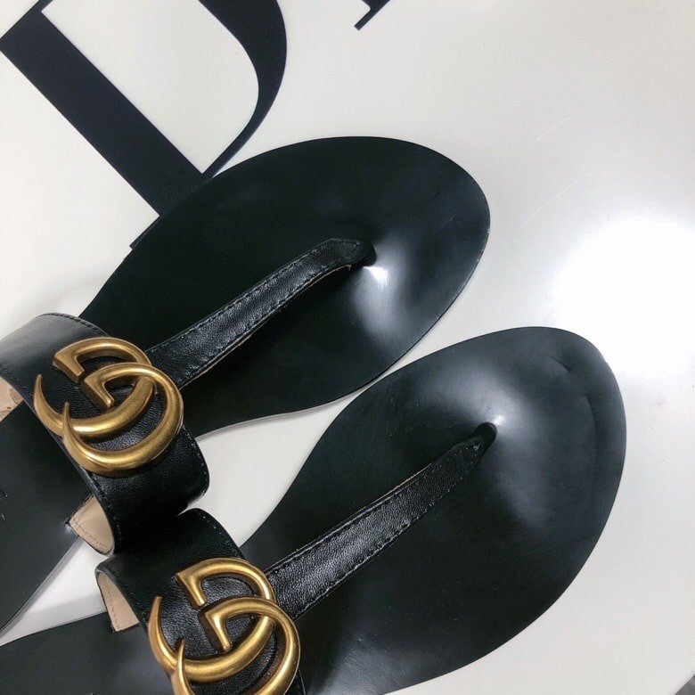 Gvc*1 Double G Thong Leather Black 497444 A3N00 1000