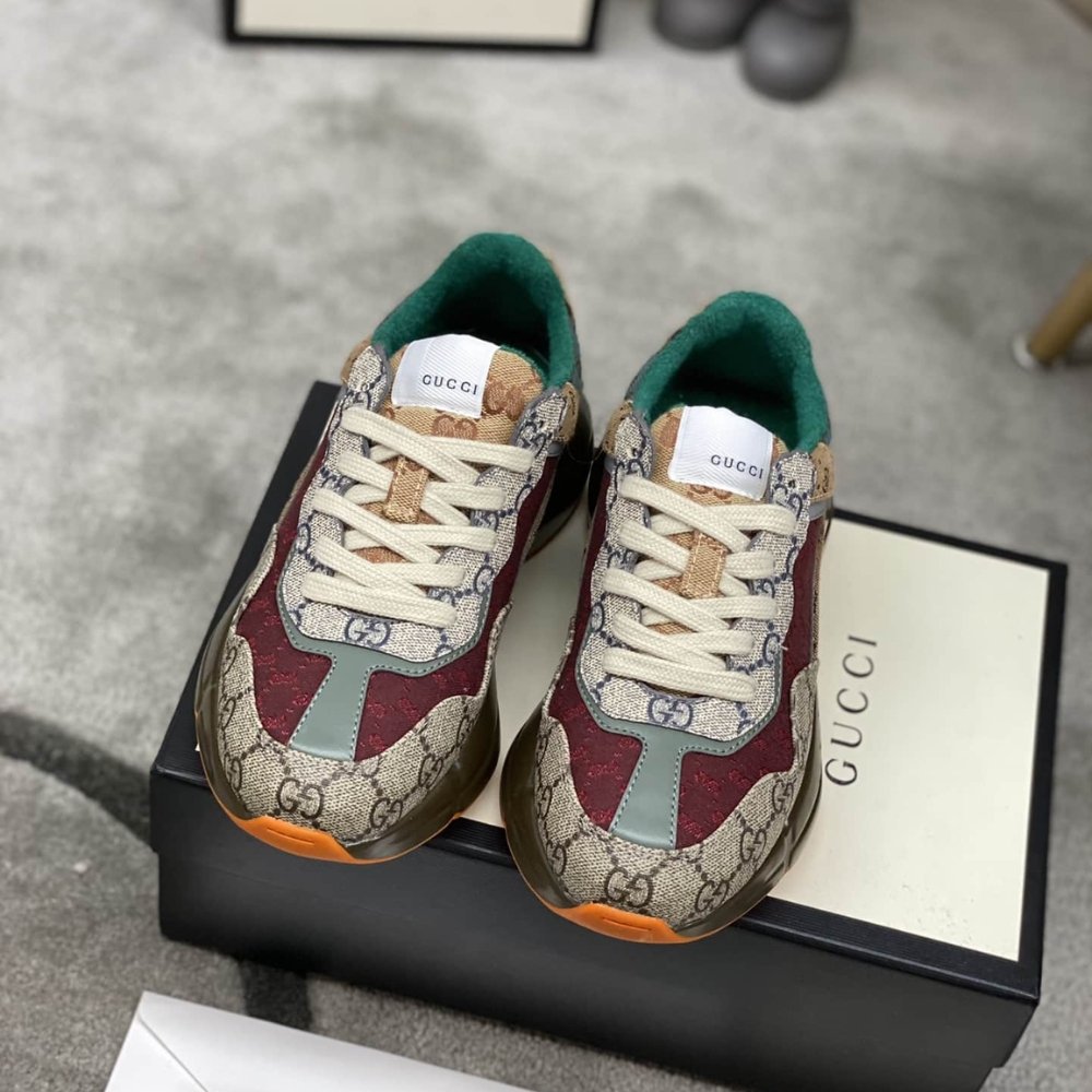 Gvc*1 Women’S Gg Rhyton Sneaker Beige Brick Red 619891 99Wg0 6060