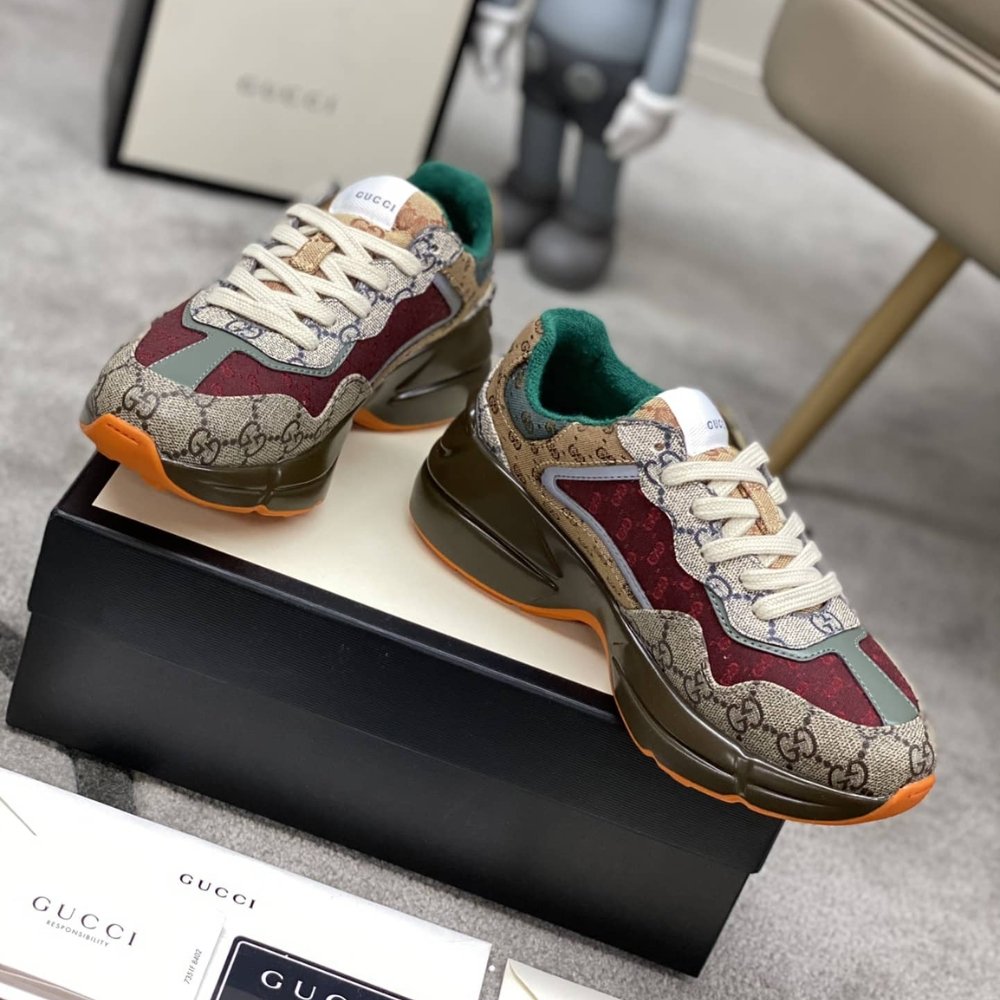 Gvc*1 Women’S Gg Rhyton Sneaker Beige Brick Red 619891 99Wg0 6060