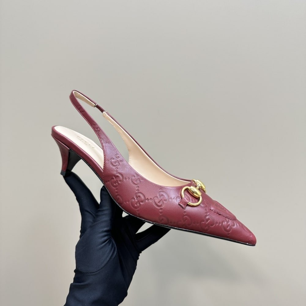 Gvc*1 Women’s Horsebit Slingback Pump Gg Leather Rosso Ancora Red 782407 Aaegj 6207
