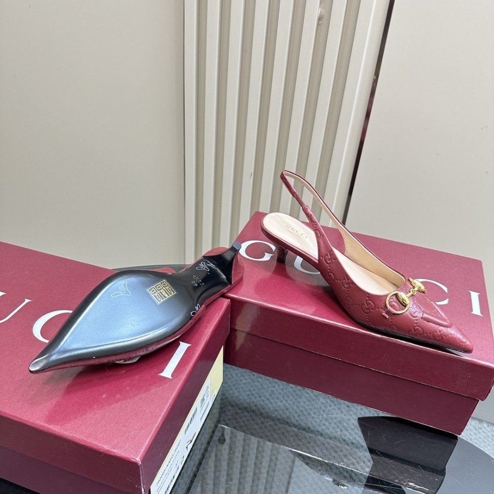 Gvc*1 Women’s Horsebit Slingback Pump Gg Leather Rosso Ancora Red 782407 Aaegj 6207