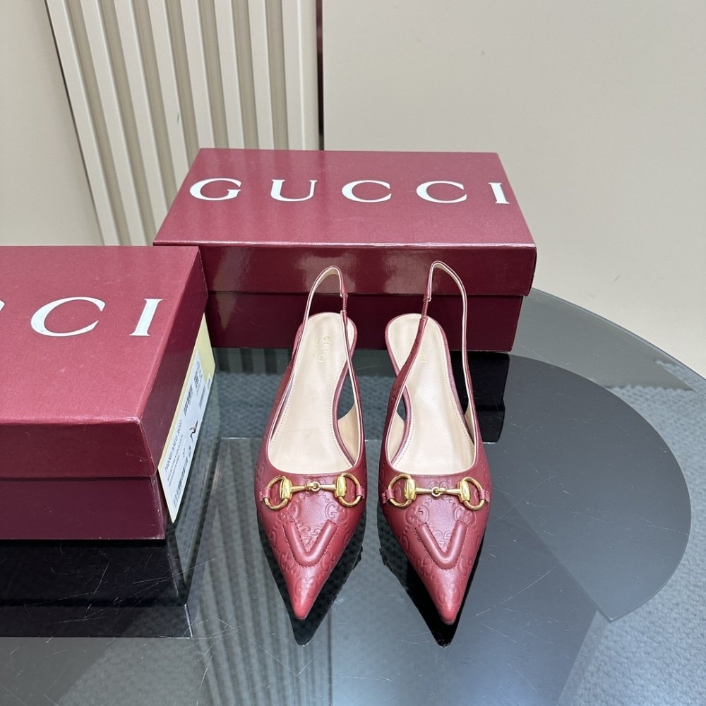 Gvc*1 Women’s Horsebit Slingback Pump Gg Leather Rosso Ancora Red 782407 Aaegj 6207