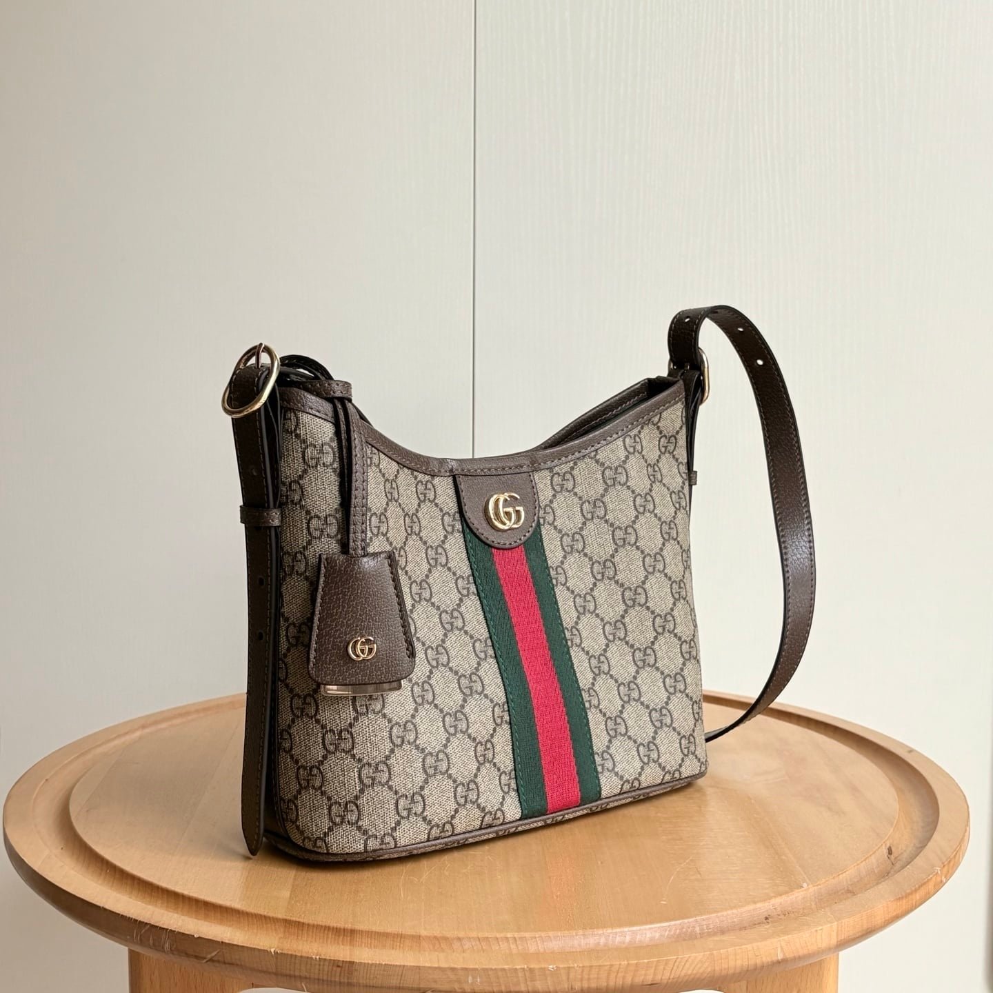 Gvc*1 Ophidia Small Shoulder Bag Beige And Dark Brown 23Cm 836872 Fae0K 9853