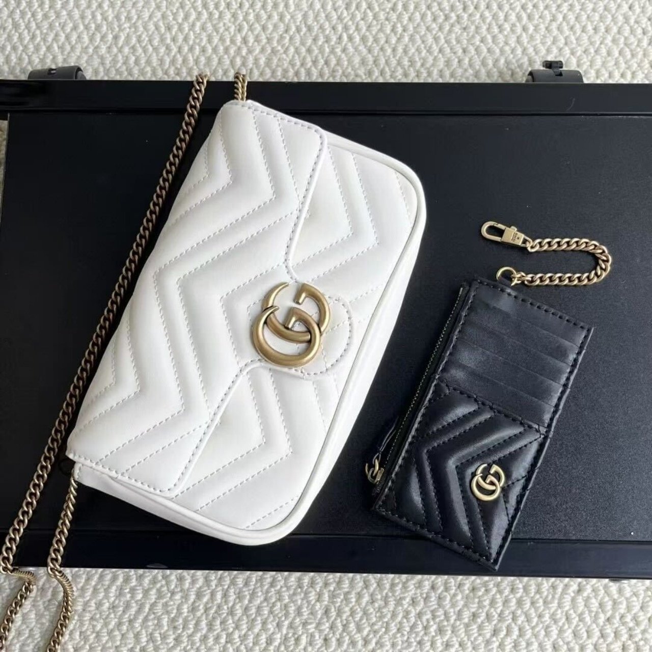 Gvc*1 Gg Marmont Mini Bag With Cardholder White 21Cm 751526 Aacce 9053