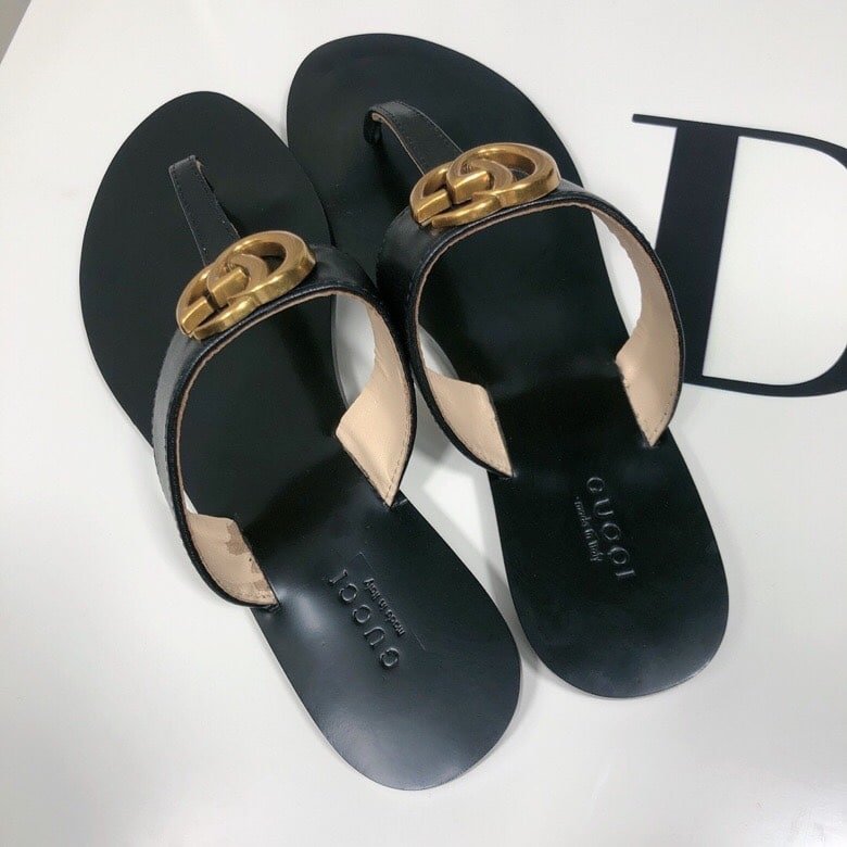 Gvc*1 Double G Thong Leather Black 497444 A3N00 1000