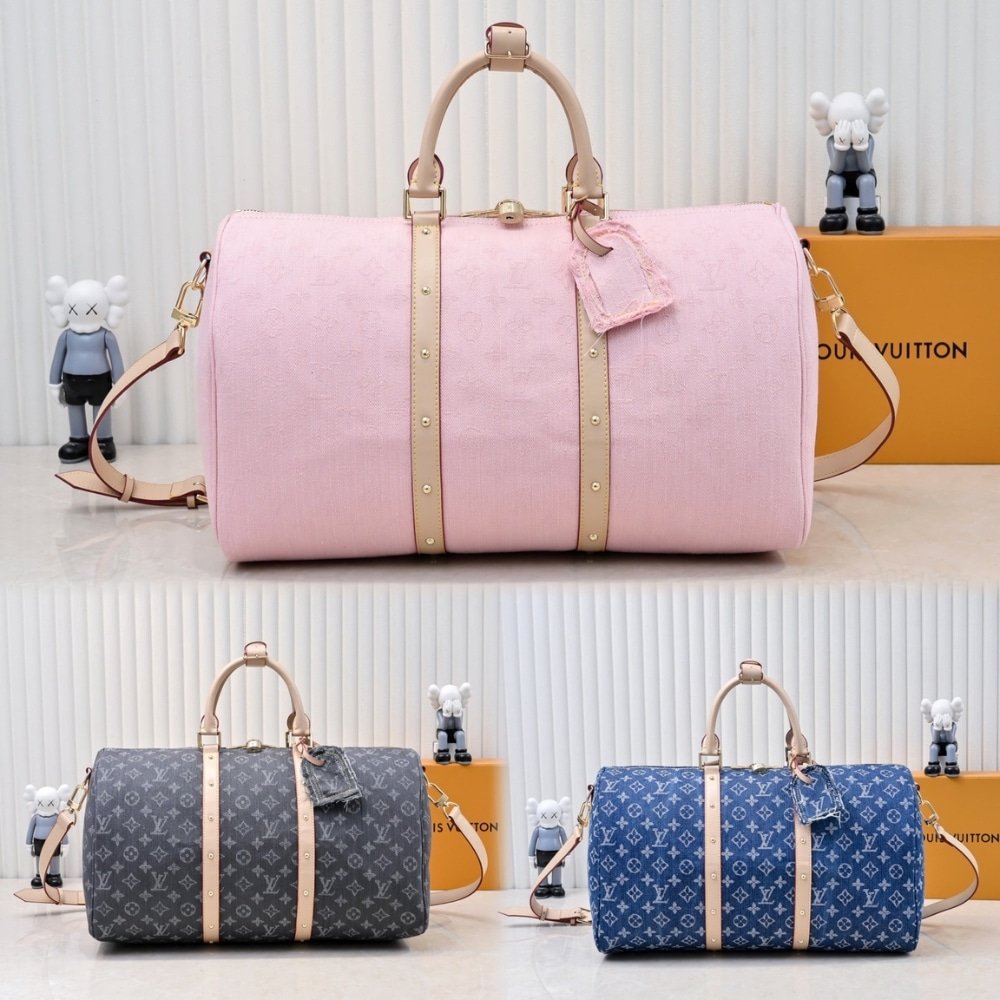 L0vis Vvtt0n Keepall Bandoulière 45 Denim Pink 45Cm