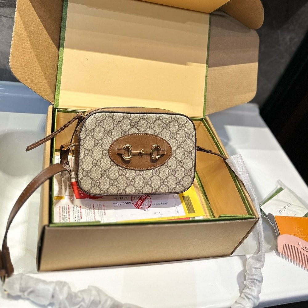 Gvc*1 Horsebit 1955 Mini Shoulder Bag Beige And Ebony 18Cm 760196 92Tcg 8563