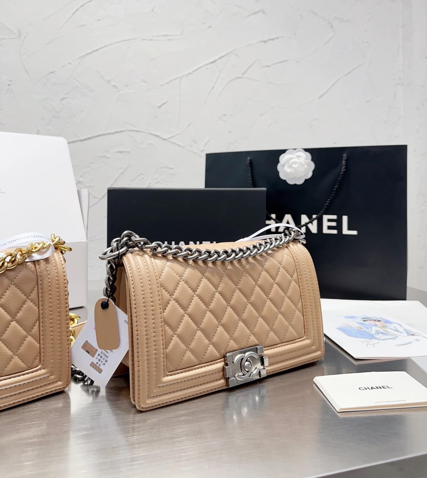 Ch**el Boy Ch**el Handbag Nude 25Cm