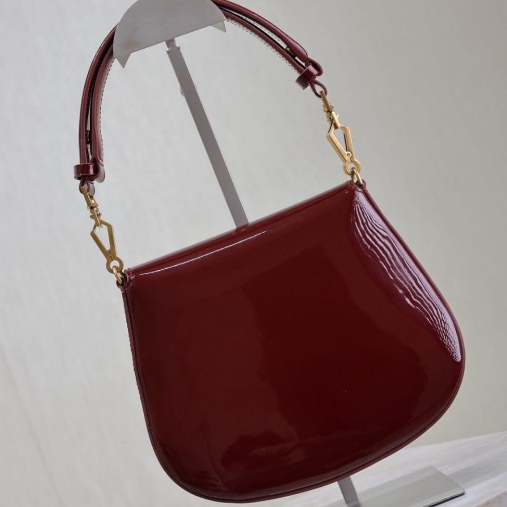 [S*per Vip 1:1] Sa1nt Lau*nt Mini Voltaire Top Handle Bag In Patent Leather Dark Red Wine 21Cm 800846Bmiiw6413