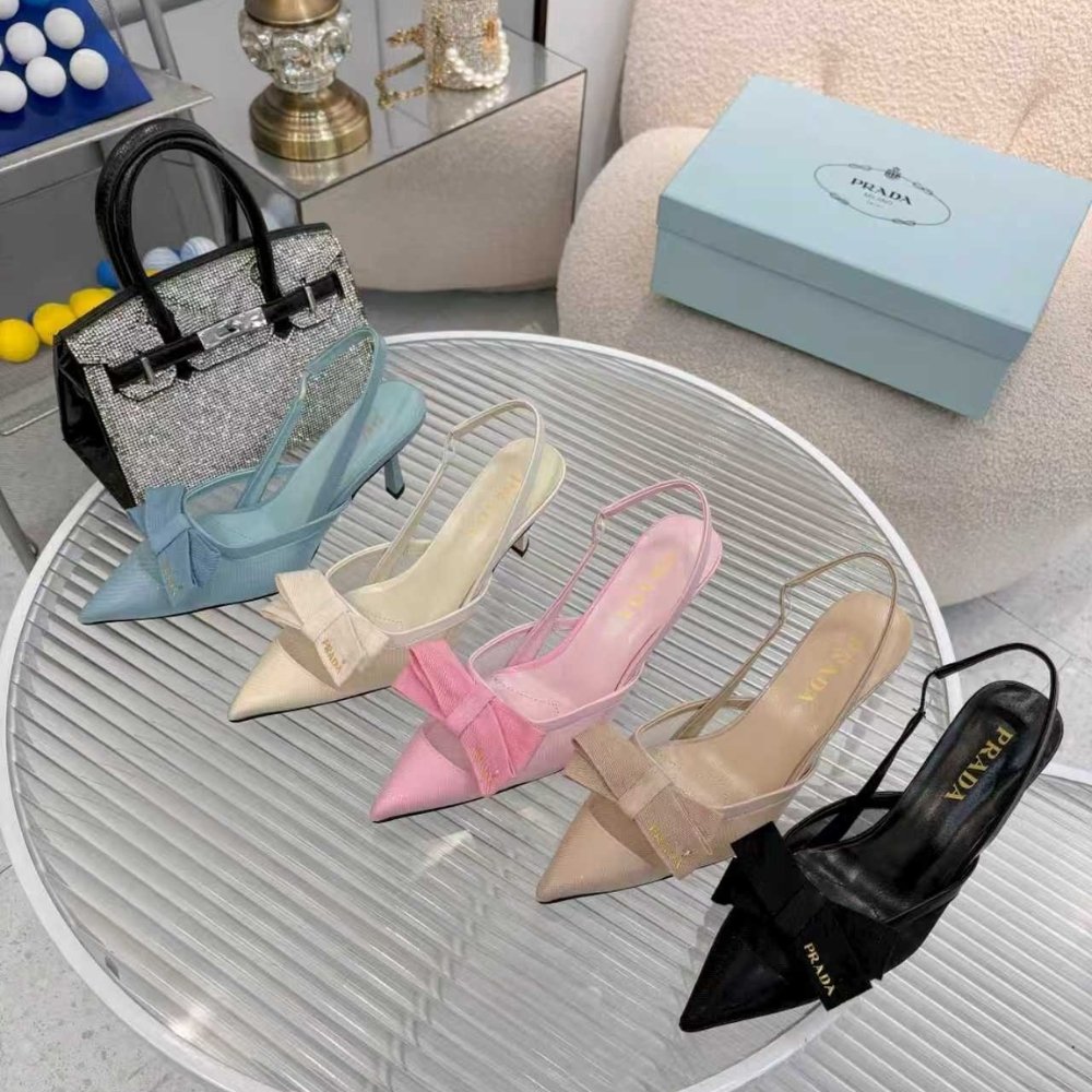 Pra*a Mesh Fabric Slingback Pumps In Beige