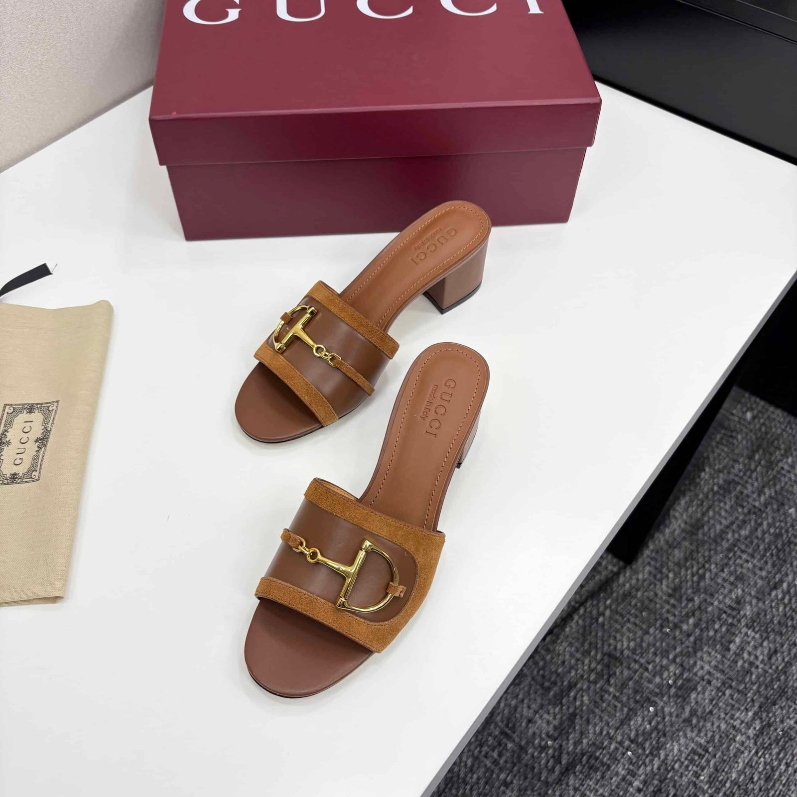 Gvc*1 Women’s Slide Sandal With Horsebit Light Brown 834421 Aaexm 2718