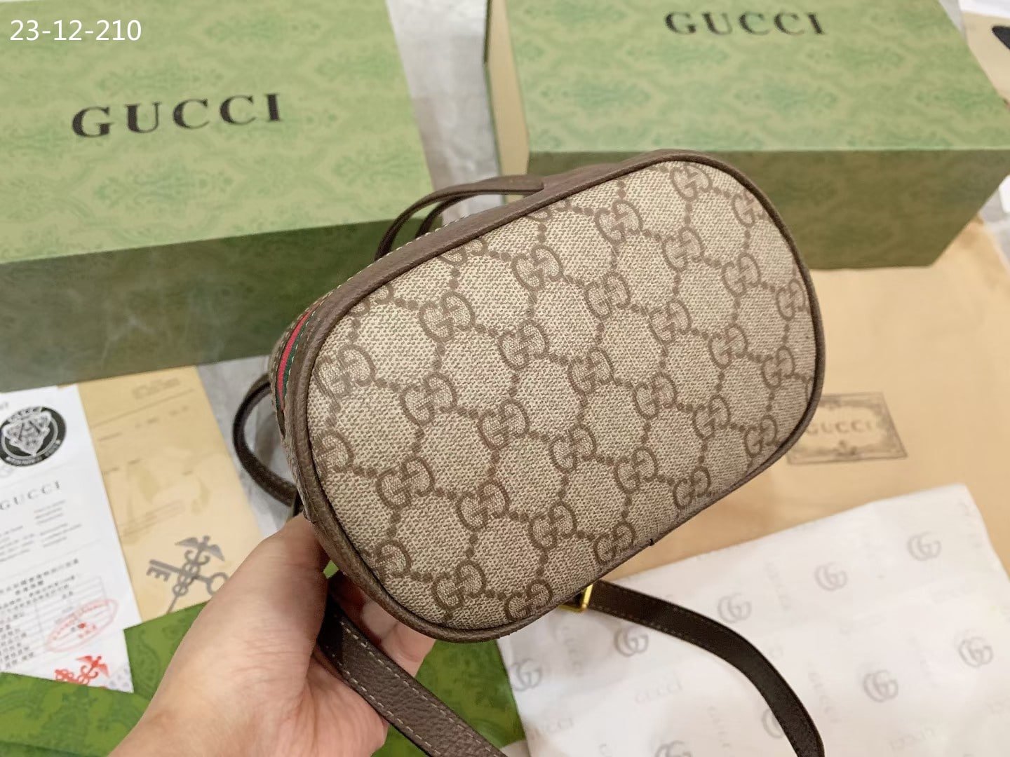 Gvc*1 Ophidia Small Gg Bucket Bag Brown 17Cm 550621 96I3B 8745
