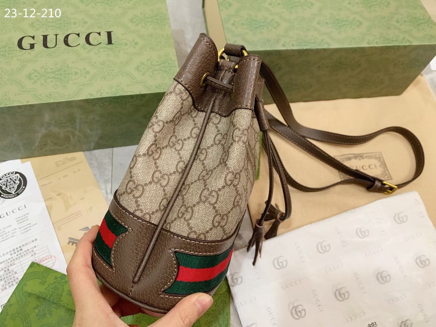 Gvc*1 Ophidia Small Gg Bucket Bag Brown 17Cm 550621 96I3B 8745