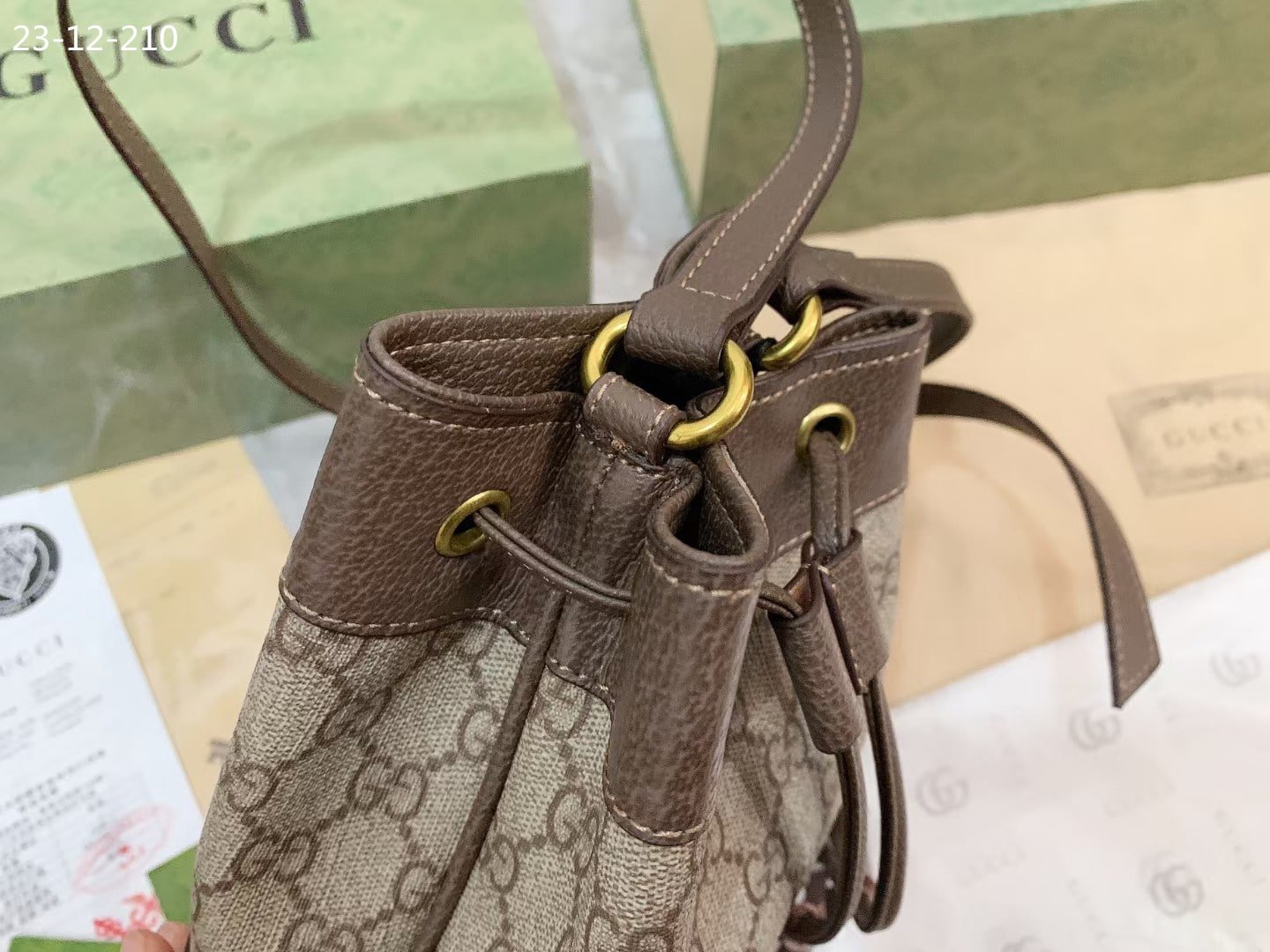 Gvc*1 Ophidia Small Gg Bucket Bag Brown 17Cm 550621 96I3B 8745