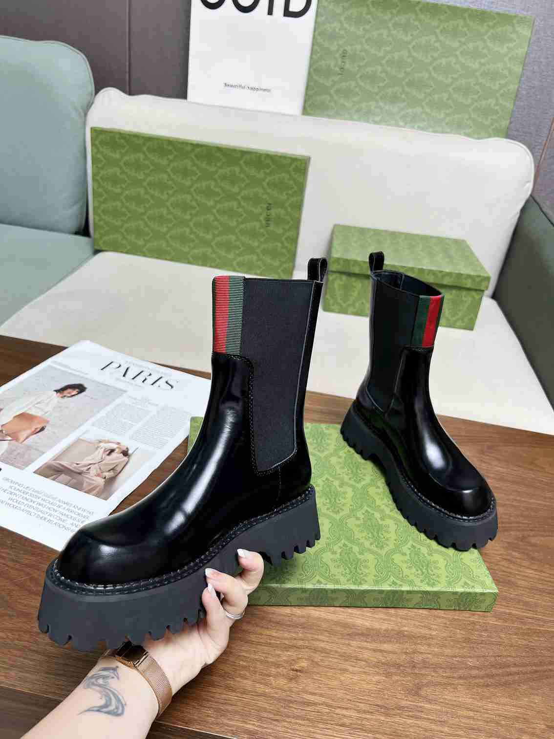 Gvc*1 Women’s Boot With Web Anand Leather Black 806398 Aad6T 1052